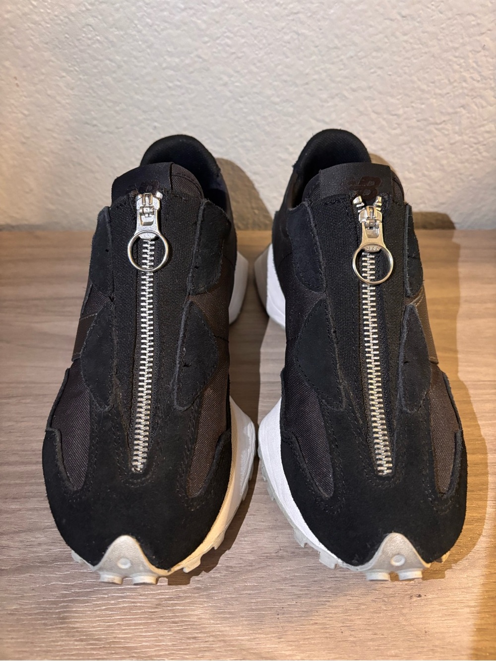 New Balance Black Zip-Front Athletic Sneakers with Silver Zippers